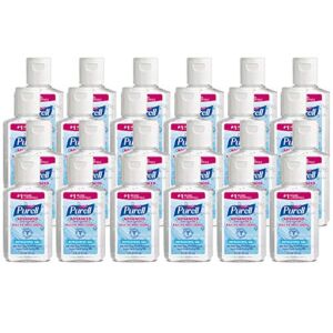 Purell Advanced Hand Sanitizer Refreshing Gel, Clean Scent, 2 fl oz Travel Size Flip-Cap Bottle (Pack of 24) – 9605-24