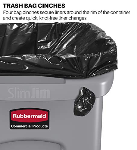 Rubbermaid Commercial Products Slim Jim Plastic Rectangular Trash/Garbage Can with Venting Channels, 16 Gallon, Beige (1971259) | The Storepaperoomates Retail Market - Fast Affordable Shopping