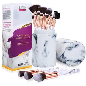 DUAIU Makeup Brushes Set Make Up Brushes Professional 15Pcs Marble Makeup Brush Set for Foundation Powder Concealers and Eyeshadow with Exquisite Marble bucket Gift Box