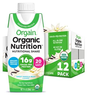 Orgain Organic Nutritional Shake, Vanilla Bean – Meal Replacement, 16g Grass Fed Whey Protein, 20 Vitamins & Minerals, Gluten Free, Soy Free, Kosher, Non-GMO, 11 Fl Oz (Pack of 12) | The Storepaperoomates Retail Market - Fast Affordable Shopping