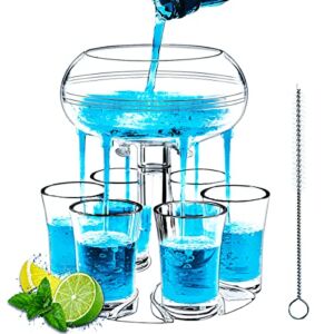 Acrylic Shot Glasses Dispenser, MOKOQI 6 Shot Glass Dispenser and Holder for Liquid Fun Drinking in College, Camping, 21st Birthday Home Parties