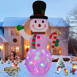 Giguelove 6 FT Snowman Inflatable, Christmas Inflatables Outdoor Decorations, Upgraded Inflatable Snowman with Top Hat Candy Canes Blow Up Yard Decoration with Jumping LED Lights for Christmas Xmas