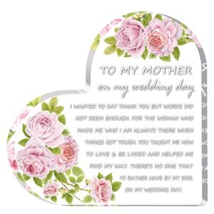 Mother of the Bride Gifts from Daughter on Wedding Mother’s Day Thank You Gifts for Mom Memorial Gratitude Gift Wedding Presents MOB Gift Acrylic Heart Shaped Paperweight Keepsake Ornaments for Home Decor Table Desk Decorations (6 x 6 x 0.6 Inches)