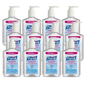 Purell Advanced Hand Sanitizer Refreshing Gel, Clean Scent, 8 fl oz Pump Bottle (Pack of 12) – 9652-12