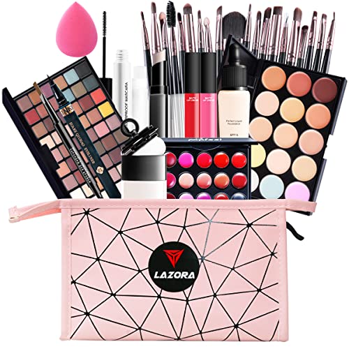 All in One Makeup Kit For Girls Include Eyeshadow Cosmetic Brush Concealer Lipstick Lip Gloss Concealer Stick Mascara Eyeliner Eyebrow Pencil Lip Balm Powder Puff Loose Powder-Makeup Set | The Storepaperoomates Retail Market - Fast Affordable Shopping
