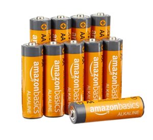 Amazon Basics 10 Pack AA Alkaline Batteries, 10-Year Shelf Life