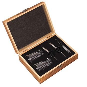 Shot Glasses with Liquor Pourers Gift Set, 2 Heavy Base Ounce Glasses with Bottle Pourers and Cleaning Brush Packed in Wooden Box, Christmas/Birthday Gift, Present for Drink/Spirit/Espresso Lover | The Storepaperoomates Retail Market - Fast Affordable Shopping