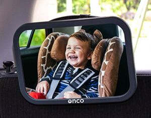 Onco Baby Car Mirror Rear-facing – Car Mirror Baby Rear Facing Seat, Baby Essentials for Newborn, 100% Shatterproof Baby Mirror for Car, 360° Car Seat Mirror Rear Facing Infant, Newborn Essentials