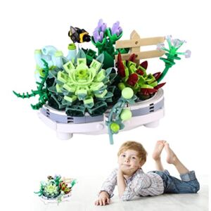 Mini Succulents Model Building Bricks: Bonsai Plant Garden DIY Simulation Potted Plant Building Blocks Set for Lego Flowers 389 Pcs Creative Cute Succulent Plants Bricks