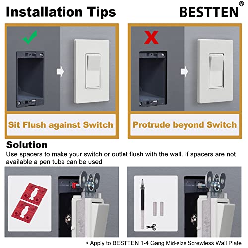 [5 Pack] BESTTEN USWP4 Matte White Series 3-Gang Screwless Wall Plate, Decor Outlet Cover, H4.69” x W6.54”, for Light Switch, Dimmer, USB, GFCI, Receptacle | The Storepaperoomates Retail Market - Fast Affordable Shopping