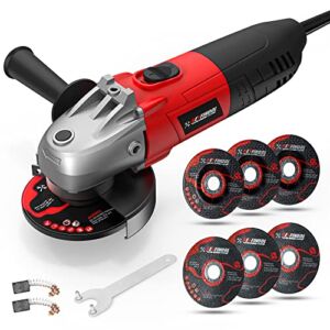 KEYFINOOL 6 Amp Grinder Power Tools, 12000RPM 4-1/2Inch Angle Grinder Tools With 3 Position Adjustable Support Handle, Fast Heat Dissipation, Include Spanner, Safety Guard for Grinding/Cutting