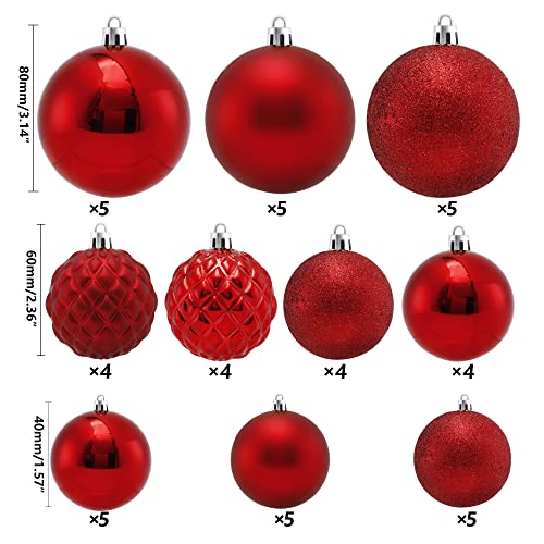 Christmas Ball Ornaments Set Seasonal Hanging Decorations Shatterproof Christmas Tree Balls Reusable Gift Box Packaging with Handles for Holiday Parties Decorations 46 PCS(Red) | The Storepaperoomates Retail Market - Fast Affordable Shopping
