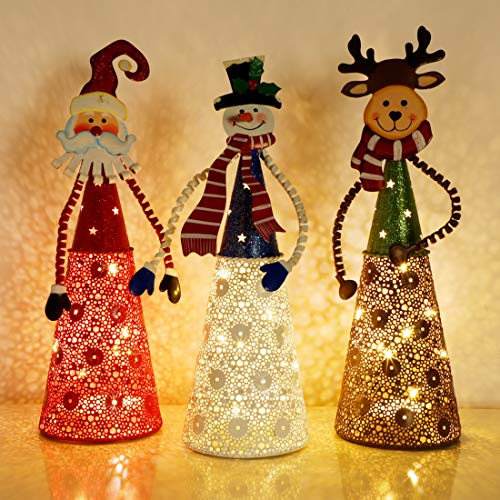 ATDAWN Lighted Christmas Table Decorations, Set of 3 Indoor LED Lighting Santa Snowman Reindeer Xmas Holiday Party Tabletop Desk Ornament | The Storepaperoomates Retail Market - Fast Affordable Shopping