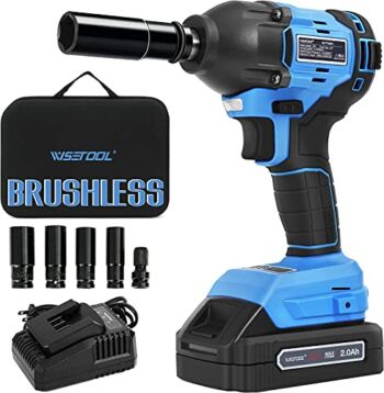 WISETOOL Cordless Impact Wrench,1/2 inch Electric Impact Wrench,Brushless Power Impact Wrench Set for Car Tires,Max Torque 260 ft-lbs,2.0A Li-ion Battery,5Pcs Impact Sockets Set & Fast Charger | The Storepaperoomates Retail Market - Fast Affordable Shopping