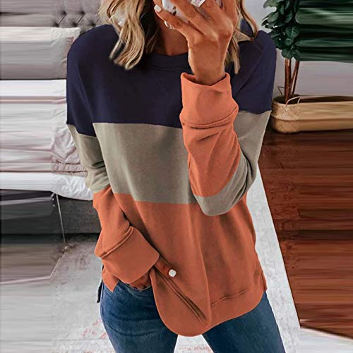 Womens 2022 Fall Fashion Tops Dressy Casual Crewneck Sweatshirt Trendy Color Block Long Sleeve Loose Pullover Shirts | The Storepaperoomates Retail Market - Fast Affordable Shopping