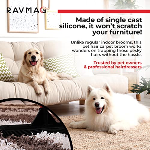 Lightweight Silicone Broom for Floors by RAVMAG- Scratch-Free Floor Sweeper Broom for Pet Hair Dust Dirt- 100% TPR Rubber Washable Dog Hair Broom for Vinyl, Carpet, Cement, Hardwood, Tiles, Windows | The Storepaperoomates Retail Market - Fast Affordable Shopping