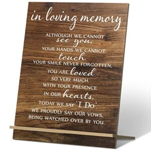 Memorial Table Sign for Wedding, Wedding Wooden Decorations for Reception, Sympathy Gift in Loving Memory Wedding Sign, Wood Welcome Rustic Wedding for Weddings Gifts Anniversaries Reunions(Classic)