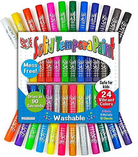 The Pencil Grip Kwik Stix Solid Tempera Paint Pens, Assorted Vibrant Colors, Classic, Metallic & Neon Colors, Super Quick Drying, 24 Count – TPG-604 | The Storepaperoomates Retail Market - Fast Affordable Shopping