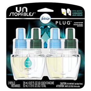 Febreze Plug in Air Fresheners, Unstopables Fresh, Odor Eliminator for Strong Odors, Scented Oil Refill (2 Count)