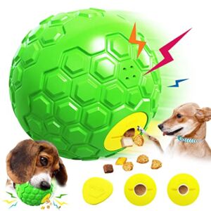 Dog Puzzle Toys Giggle Dog Ball Treat Dispensing Toys, Enrichment Treat Puzzle Ball for Large Medium Breed, Tough Indestructible Squeaky Dog Toys for Aggressive Chewers, Stimulating IQ Interactive Toy