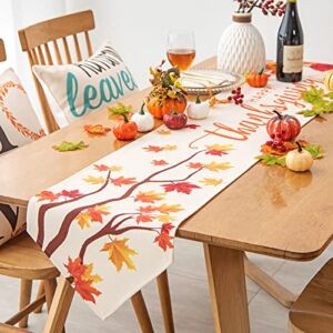 Thanksgiving Table Runner 72″ × 13″(with Maple Leaves 30pcs) Fall Table Decorations for Parties|Gatherings|Festivals