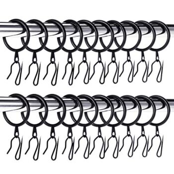 60 Pieces Metal Drapery Curtain Rings Curtain Hanging Rings and 60 Pieces Metal Curtain Drapery Pin Hooks for Window Door Shower Curtain, 30 mm Internal Diameter (Black) | The Storepaperoomates Retail Market - Fast Affordable Shopping