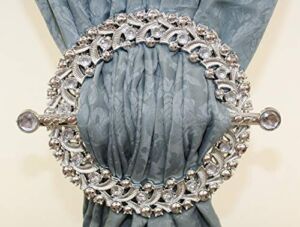 The Curtain Shop Plastic Decorative Round Barrette Style Panel Holdback Set of 2-Color: Nickel