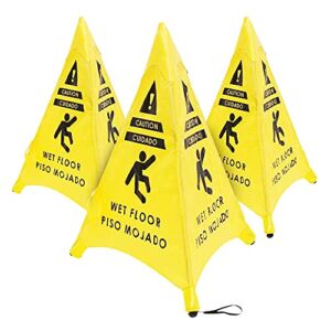 3 Pack Tent Caution Triangle Shaped Wet Floor Sign 20in for Restaurant, Commercial and Industrial Safety