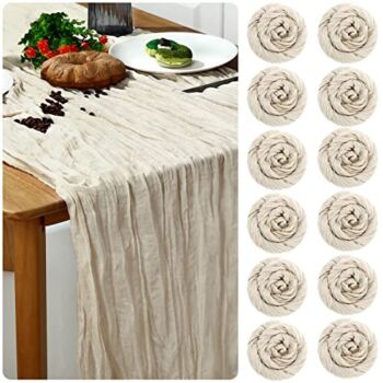 Cheesecloth Table Runner Wedding Table Runner Vintage Gauze Table Runner Boho Tablecloth, 35 x 120 Inch (Beige, 12 Pcs) | The Storepaperoomates Retail Market - Fast Affordable Shopping
