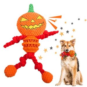𝟐𝟎𝟐𝟐 𝐍𝐄𝐖 Squeaky Dog Toys for Large Dogs, Epesiri Plush Dog Toys, Durable Cute Pumpkin Dog Rope Toys with Rubber Ball, Tough Tug of War Toy for Small Medium Dogs, Dog Chew Toys