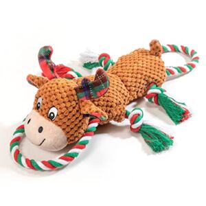 IOKHEIRA Christmas Squeaky Dog Toys, Dog Plush Toys for Chewers, Durable Interactive Dog Toys for Puppies, Small, Medium, and Large Dogs (Moose)