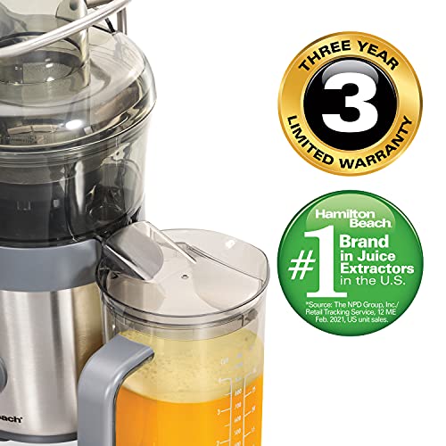Hamilton Beach Juicer Machine, Centrifugal Extractor, Big Mouth 3″ Feed Chute, Easy Clean, 2-Speeds, BPA Free Pitcher, Holds 40 oz. – 850W Motor, Silver | The Storepaperoomates Retail Market - Fast Affordable Shopping