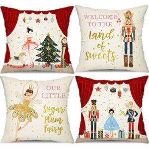Merry Christmas Nutcracker Throw Pillow Covers 18×18 Inch Winter Holiday Party Cushion Case Decoration for Sofa Couch Christmas Decor