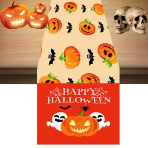 Djungelskog Halloween Table Runner 13 x 72 Inches, Jack-O-Lantern Pumpkin Table Runner Halloween Table Decor, Holiday Kitchen Dining Table Decoration for Indoor Outdoor Home Party Decor