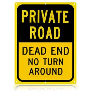 OLANZU Dead End Road Sign-17”X 13” Engineer Grade Aluminum Metal Road Signs are Relatively Big Sign – 60 MIL Thick Road Sign-  Fade & UV Protected Private Road Dead End Sign for Outdoor