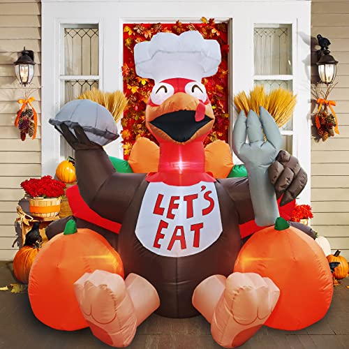 6 FT Thanksgiving Inflatables Outdoor Decorations Turkey with Pumpkin Blow Up Yard Decorations and Build-in LEDs, Thanksgiving Decor for Yard Family Holiday Party Indoor Garden Lawn Autumn Harvest Day | The Storepaperoomates Retail Market - Fast Affordable Shopping