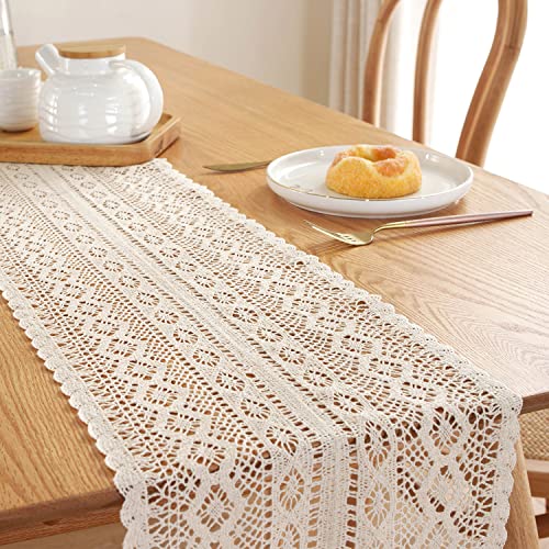 Nuomituan Macrame Table Runner Farmhouse Style Cotton Lace Boho Table Runner Vintage Style Table Decor Home Bridal Shower Country Wedding Party Coffee Table Decor (Beige 10 x 71 Inch) | The Storepaperoomates Retail Market - Fast Affordable Shopping