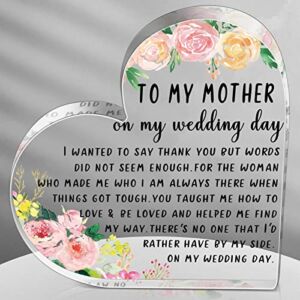 Mother of the Bride Gifts To My Mother on My Wedding Day Present from Daughter Thank You Wedding Gift for Mom Acrylic Hearts Crystal Keepsake Paperweight Decorative Accessories (Flower)