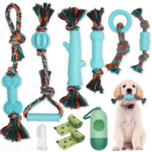 Dog Chew Toys 6 Pack, AUKZON Dog Rope Toys Indestructible – Durable Dog Toys for Boredom, Natural Cotton Rubber, Tug of War, Puppy Teething Toys Convex Design for Small Medium Dogs