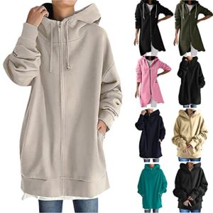 Women Hoodies With Designs Pullover Hoodie Hooded 2022 Fashion Tshirt Sweatshirt Woman Vintage Tops Clothes Blouse Long Sleeve Warm Solid Color Teen Girls Spring Winter Sweaters Khaki XL