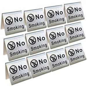 No Smoking Table Tent Sign Stainless Steel for Restaurant Office and Hotel 12 Packs 2″x2″