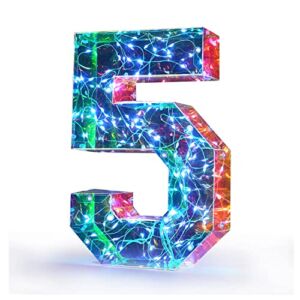 LED Light Up Numbers, Decorative Number Lights for Party Birthday Wedding Anniversary Christmas decor, Number 5