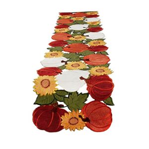 OWENIE Thanksgiving Fall Table Runner 108 Inches Long, Harvest Pumpkins Autumn Long Table Runner , Thanksgiving Fall Decor for Home, Extra Long Farmhouse Table Runner, 13 x 108 Inches