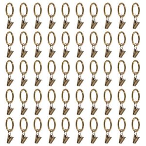 ATPWONZ 50 Pack Metal Drapery Rings with Clips Curtain Rod Clips, Curtain Rings with Clips Decorative Drapery, Rings with Curtain Clips, Curtain Clip Rings, Drapery Clip Rings -Bronze
