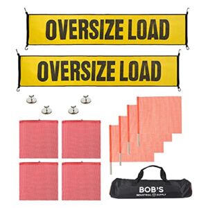 BISupply Towing Safety Flag Kit – Oversized Trailer Safety Flags for Truck Cargo and Pedestrian Crossings, 14pc Kit