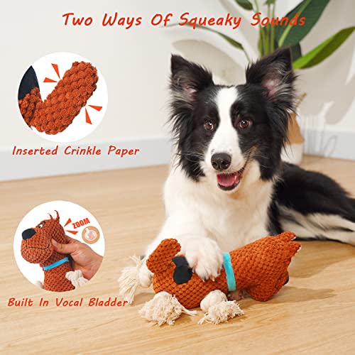 Napojoy Dog Toys, Stuffed Dog Toys for Small Medium Large Dogs, Squeaky Dog Chew Toy with Crinkle Paper, Outdoor Puppy Toys Interactive Tough Plush Rope Toys | The Storepaperoomates Retail Market - Fast Affordable Shopping