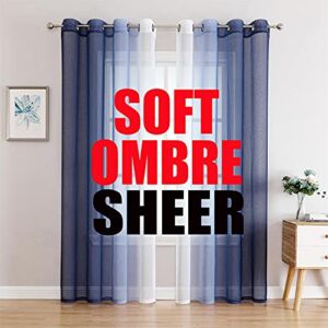 G2000 Sheer Curtains & Drapes 84 Inches Long Navy Blue and White Ombre Curtains for Bedroom Living Room Window Curtains Light Filtering Curtains Grommet Curtains for Patio Sliding Glass Door 2 Panels