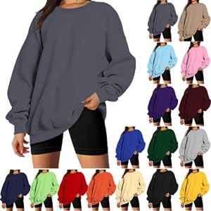 Womens Fall Fashion 2022 Sweatshirts Cute Oversized Long Sleeve Hoodies Tops Casual Lightweight Crewneck Pullover