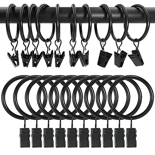 Curtain Rings Clips 36 Pack ,Strong Metal Decorative Drapery Window Stainless Steel Curtain Ring with Clip Rustproof (1.26″ Interior Diameter) for Bathroom, Living (Black-36 Pack) | The Storepaperoomates Retail Market - Fast Affordable Shopping