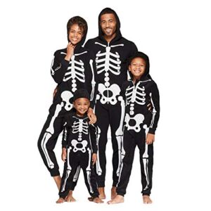 Matching Family for Halloween Womens Skeleton Holiday Costumes Long Sleeve Hooded Jumpsuit Cotton Onesies Women Large